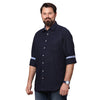 Load image into Gallery viewer, Big &amp; Bold Solid Navy Blue Full Sleeves Slim Fit Casual Shirts (Plus Size) - Double Two