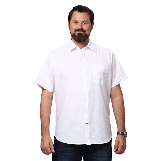 Big & Bold Solid  White Half Sleeves Slim Fit Casual Shirts (Plus Size)