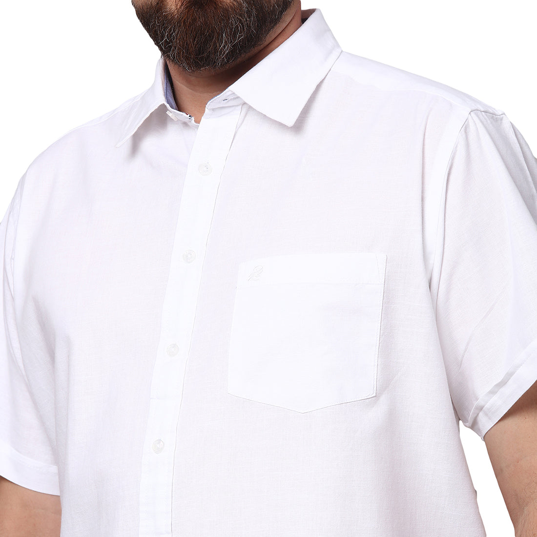 Big & Bold Solid White Half Sleeves Slim Fit Casual Shirts (Plus Size) - Double Two