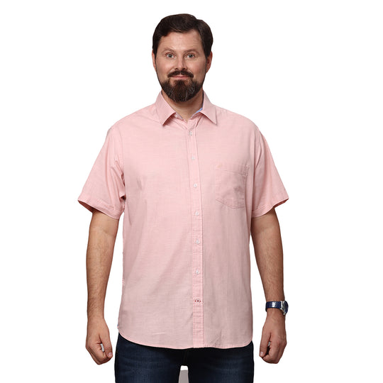 Big & Bold Solid Peach Half Sleeves Slim Fit Casual Shirts (Plus Size)