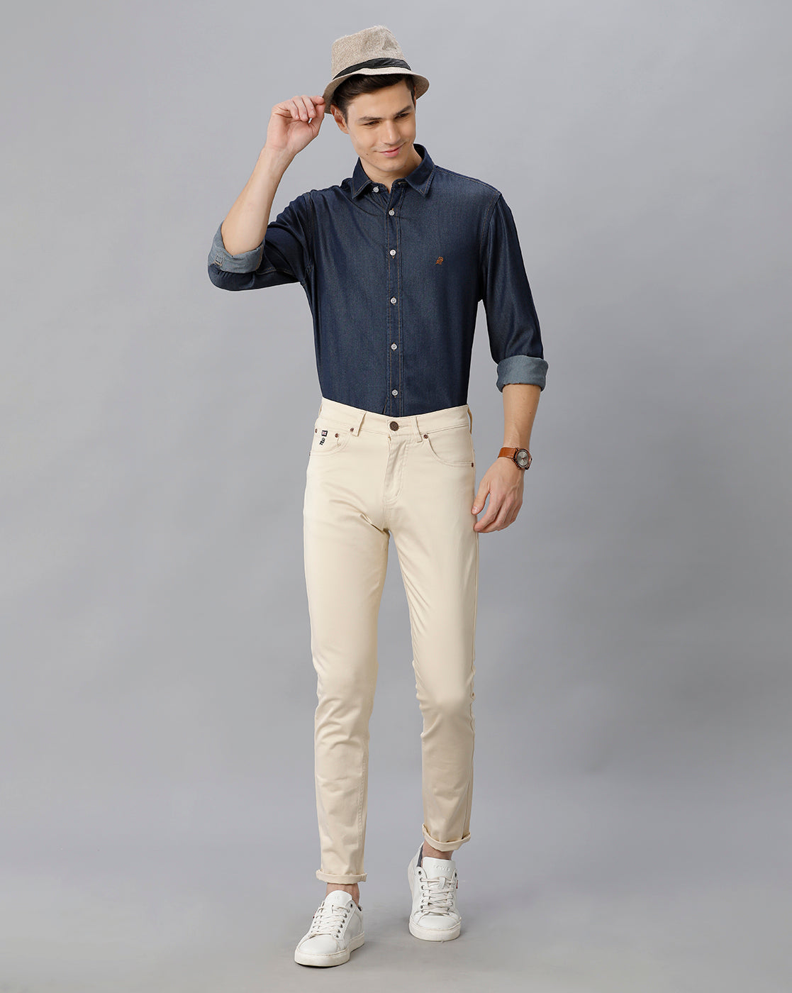 Deep Indigo Blue Indigo Solid Casual Shirt - Double Two