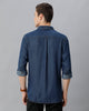 Mid Indigo Blue Solid Denim Shirt - Double Two