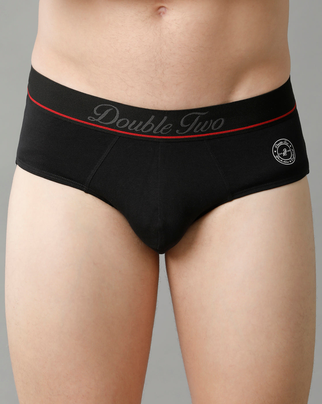 Double Two Men’s Mid Waist Solid Briefs Pack of -1