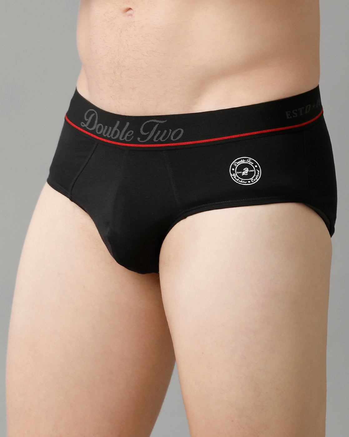 Double Two Men’s Mid Waist Solid Briefs Pack of -1