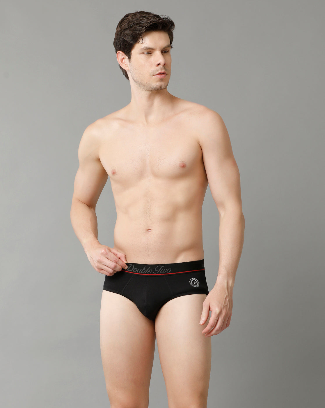 Double Two Men’s Mid Waist Solid Briefs Pack of -1