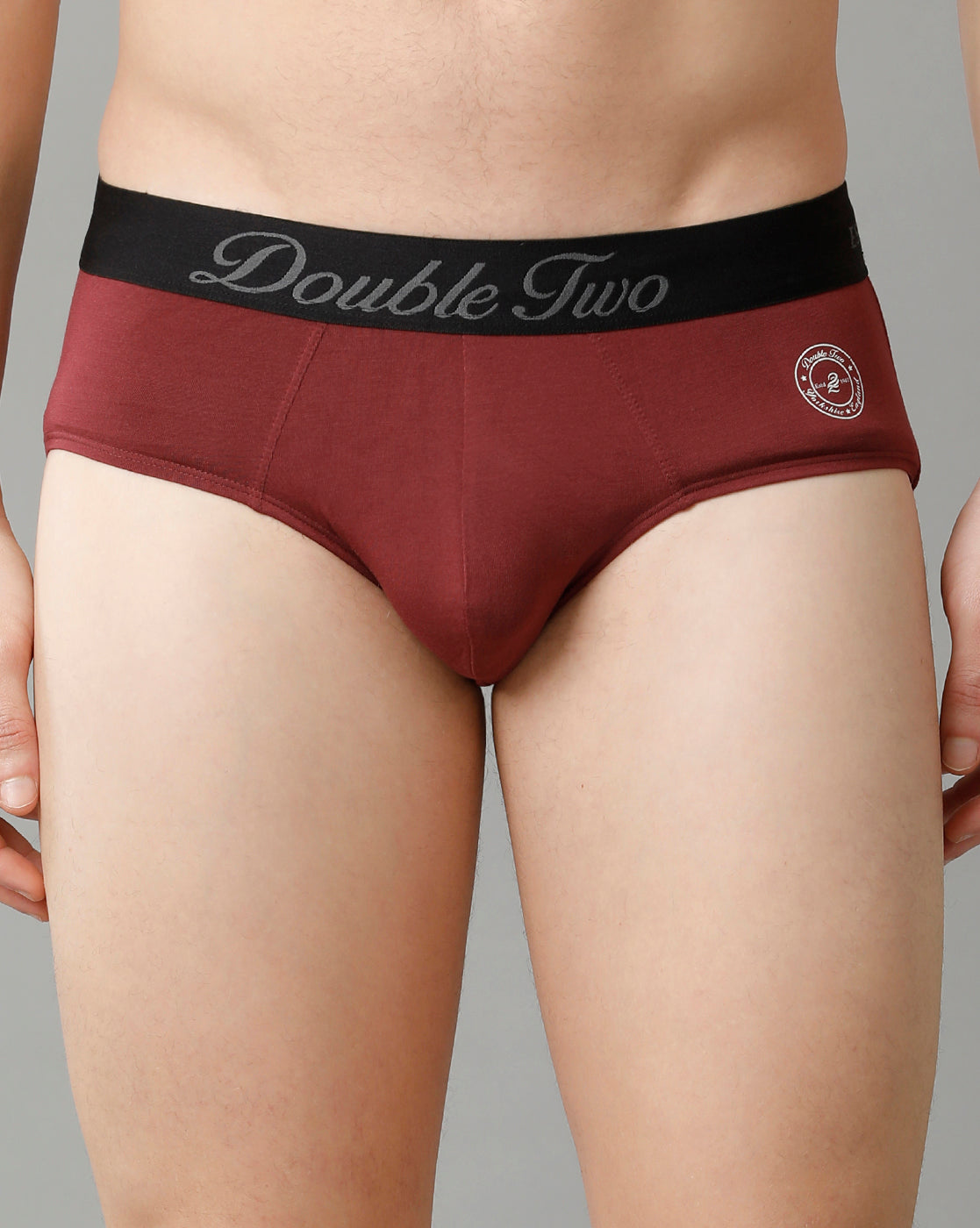 Double Two Men’s Mid Waist Solid Briefs Pack of -2