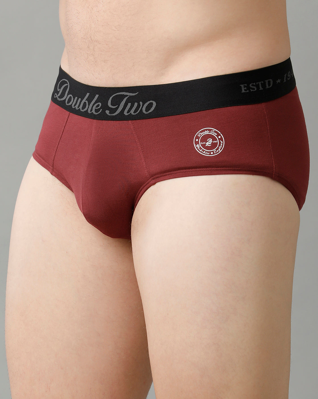 Double Two Men’s Mid Waist Solid Briefs Pack of -2