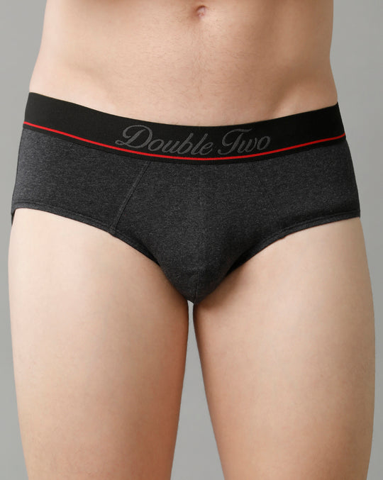 Double Two Men’s Mid Waist Solid Briefs Pack of -2