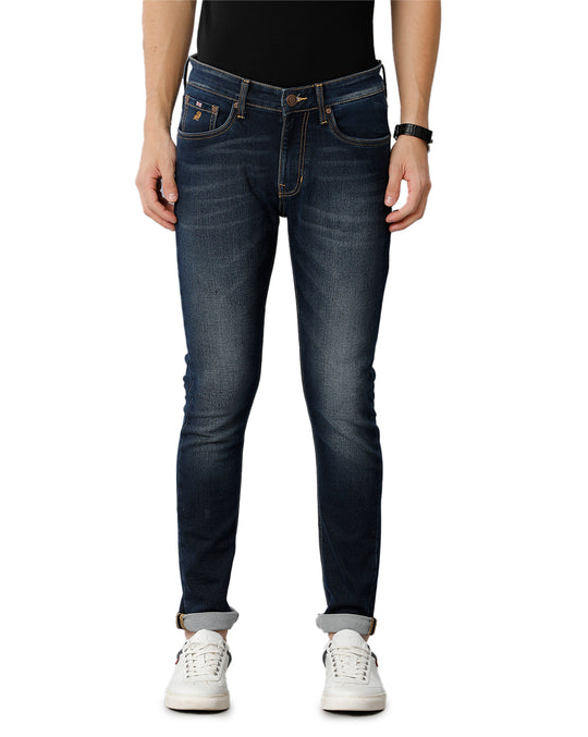 Dark Blue Whisker Brushed Casual Denim