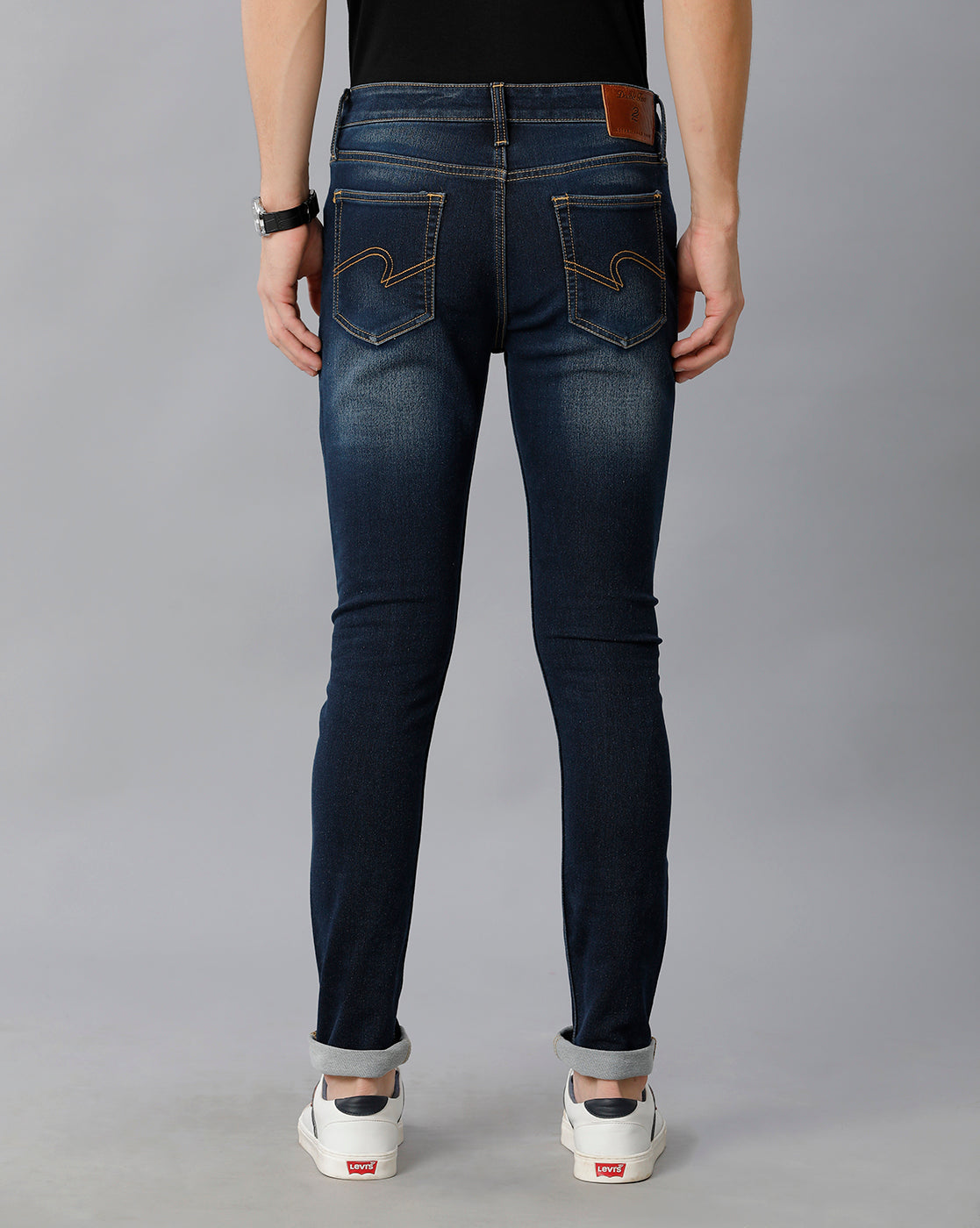 Dark Blue Whisker Brushed Casual Denim - Double Two