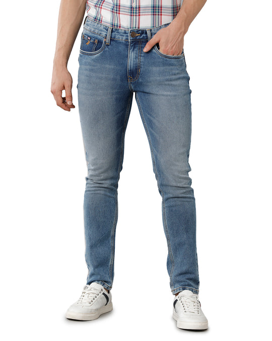 Dark Blue Light faded brushed Casual Denim