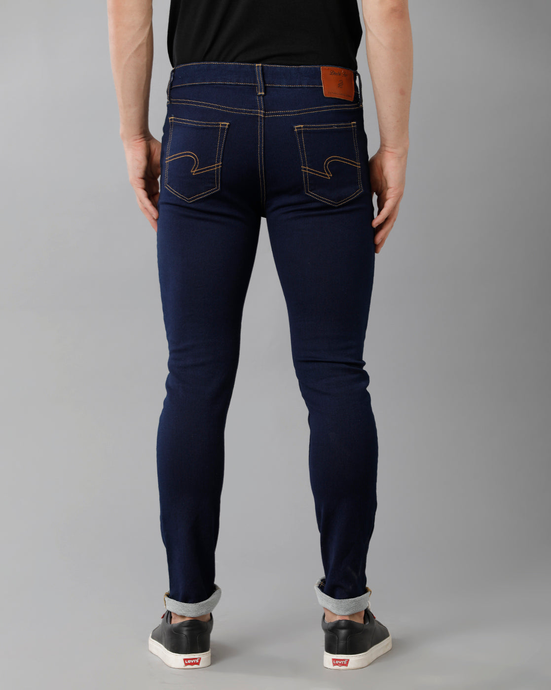 Dark Blue Double washed tinted Casual Denim - Double Two