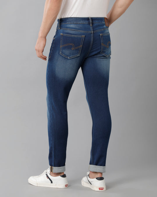 Dark Blue Light faded brushed Casual Denim