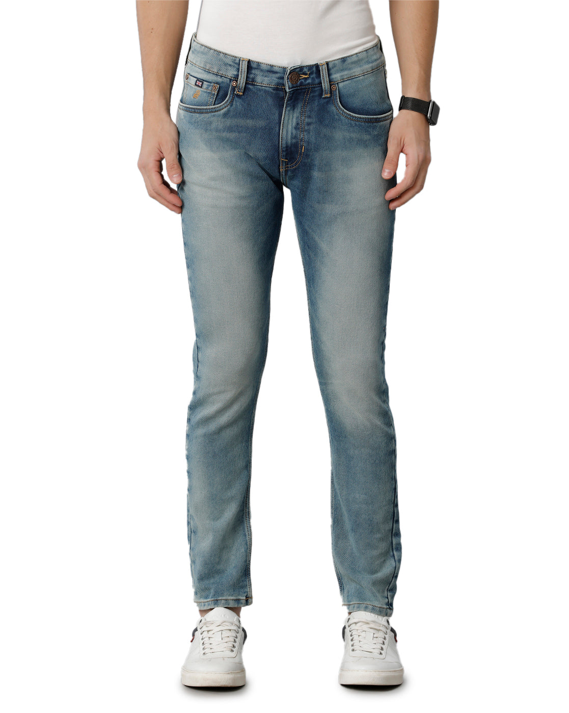 Mid Blue Faded Brushed Casual Denim - Double Two