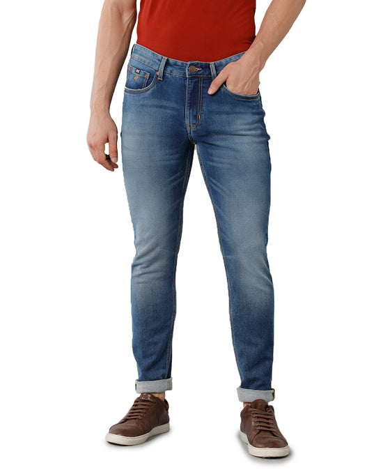 Dark Blue Light faded brushed Casual Denim