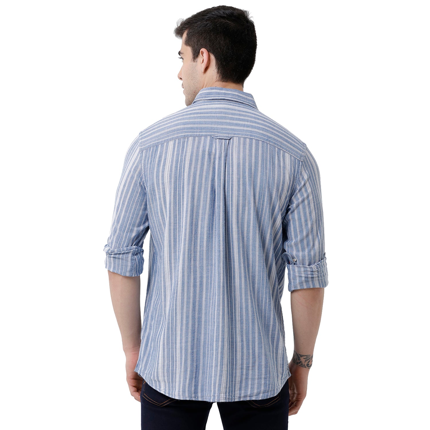 Vertical Stripe Cotton Casual Shirt