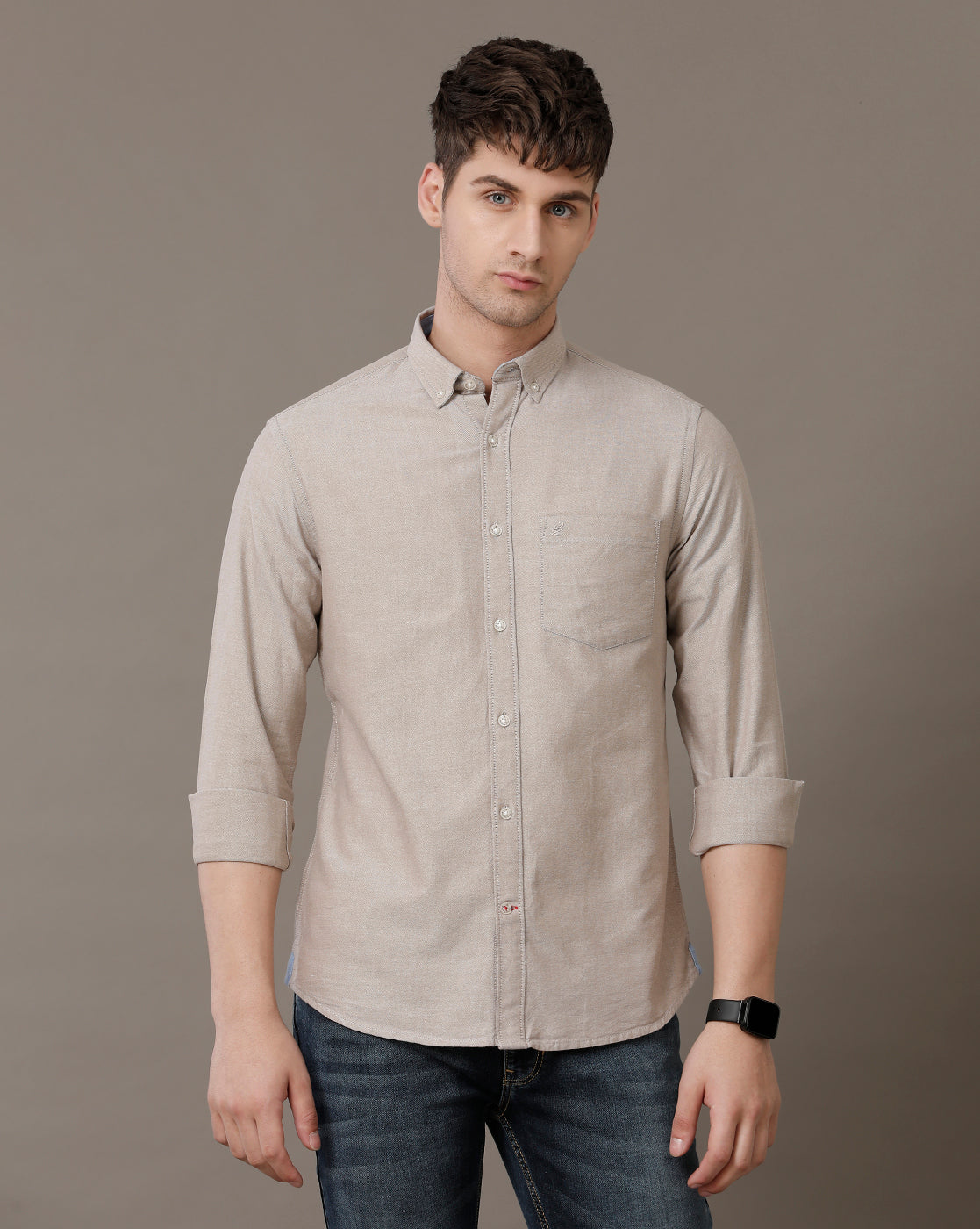 Double Two Men's Classic solid Oxford Button Down Shirt