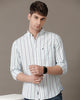 Double Two Men's Stripes Button Down Collar Cotton Shirt