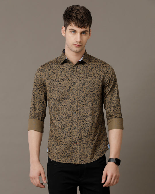 Double Two Men's Printed pointed Collar Cotton Shirt