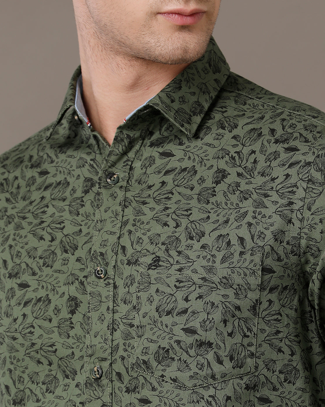 Double Two Men's Printed pointed Collar Cotton Shirt