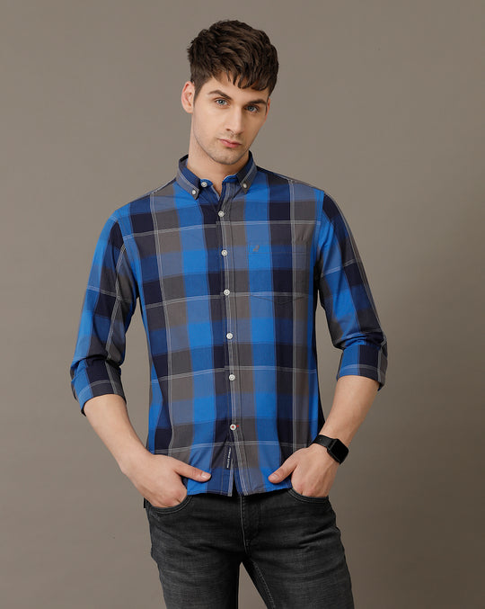 Double Two Men's Classic checks Oxford Button Down Cotton Shirt