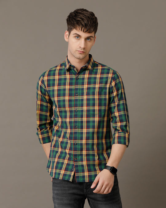 Double Two Men's Classic checks Oxford Button Down Cotton Shirt