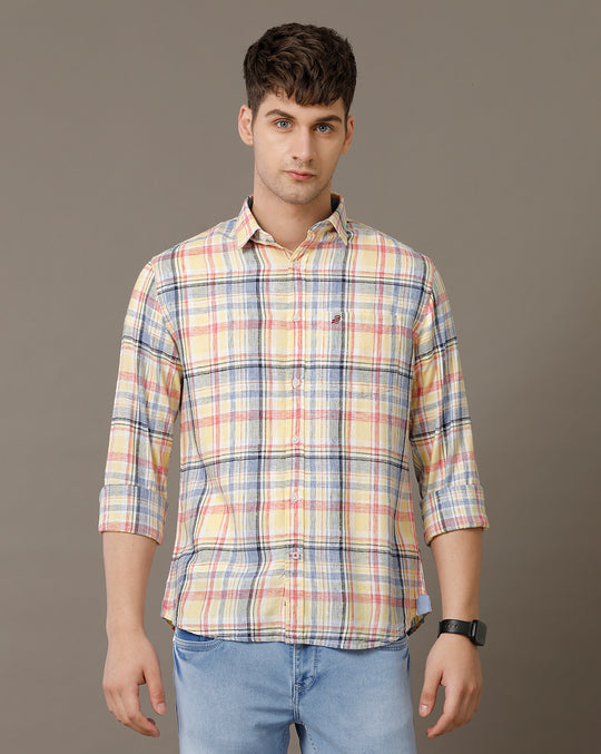 Double Two Men's Classic checks Oxford Button Down Cotton Shirt