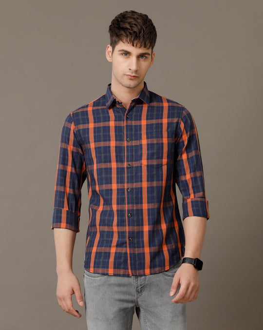 Double Two Men's Classic checks Oxford Button Down Cotton Shirt