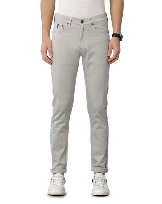 Silver Solid  Casual Cotton Trouser
