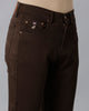 Load image into Gallery viewer, Dark Brown Solid Casual Cotton Trouser - Double Two