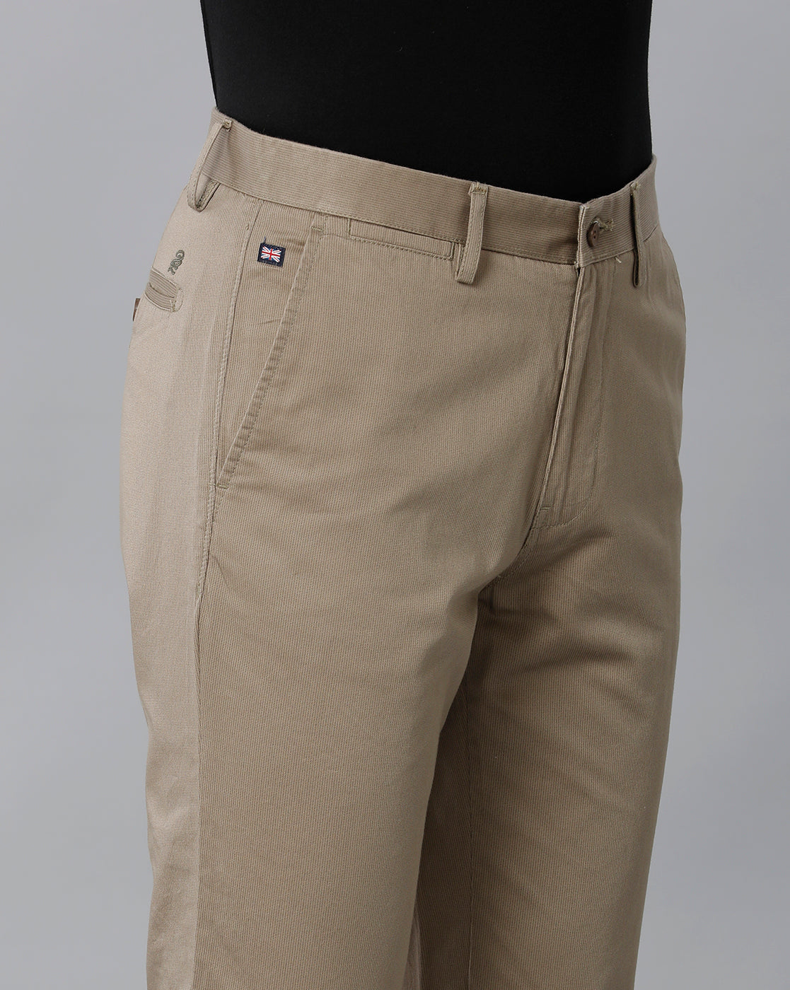 Dark Sand Solid Casual Cotton Trouser - Double Two