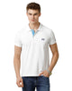 Double Two White  Solid Polo Half Sleeve T-Shirt