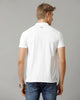 Double Two White  Solid Polo Half Sleeve T-Shirt