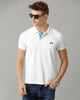 Double Two White  Solid Polo Half Sleeve T-Shirt