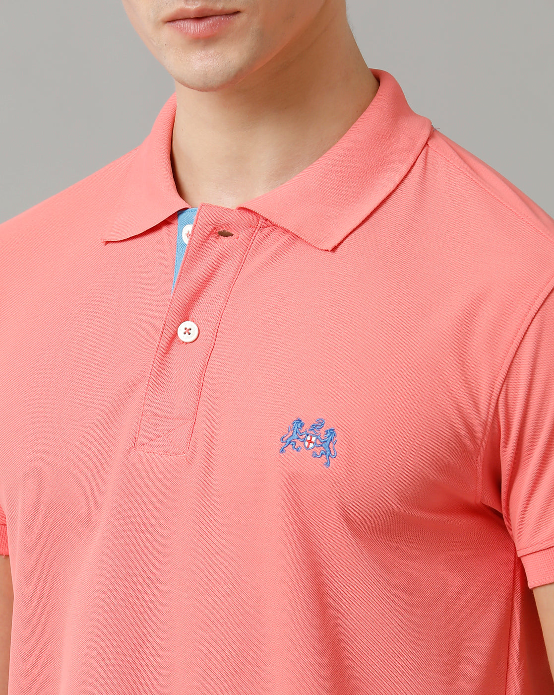 Double Two Pink  Solid Polo Half Sleeve T-Shirt