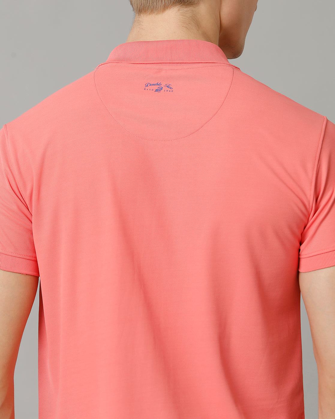 Double Two Pink  Solid Polo Half Sleeve T-Shirt