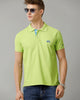 Double Two Lemon Green  Solid Polo Half Sleeve T-Shirt