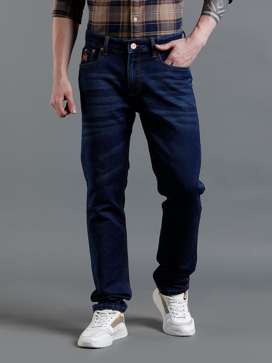 Men Solid  Whisker Dark Blue Denim