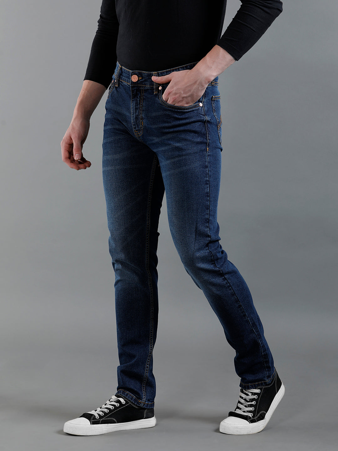 Men Solid  Whisker Blue Denim