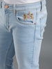 Men Solid Light Blue Denim