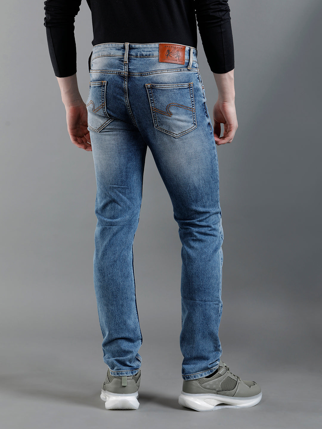 Men Solid Blue Denim