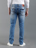 Men Solid Distressed Blue Denim