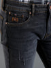 Men Solid Distressed Black Denim