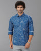 Royal Blue Printed Cotton Shirt