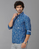 Royal Blue Printed Cotton Shirt