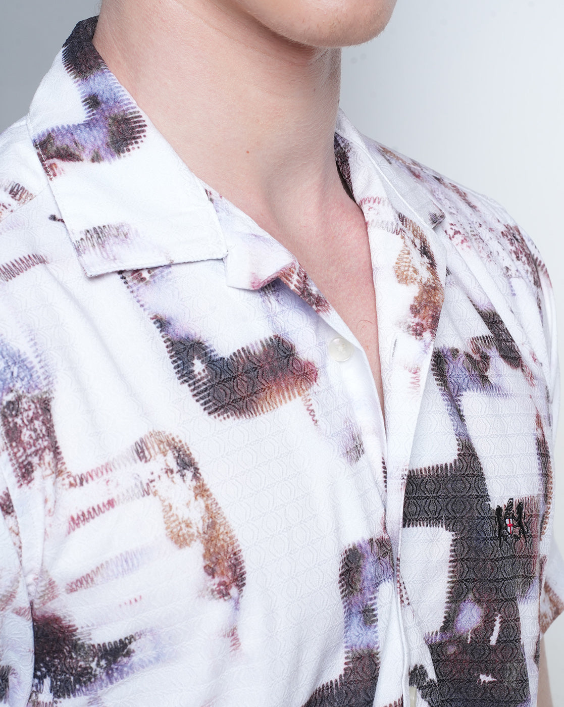 Mens Resort Collar Short Sleeves Printed Shirt