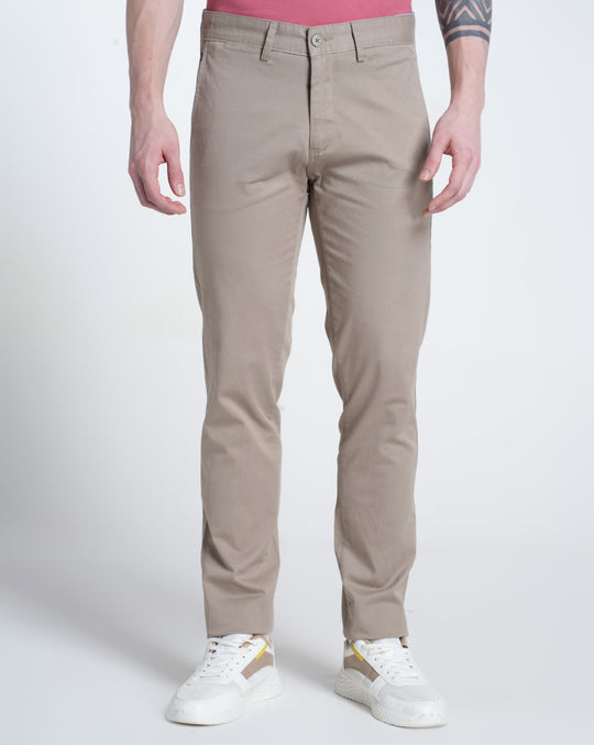 Mens Cross Pocket Khaki Solid Trouser