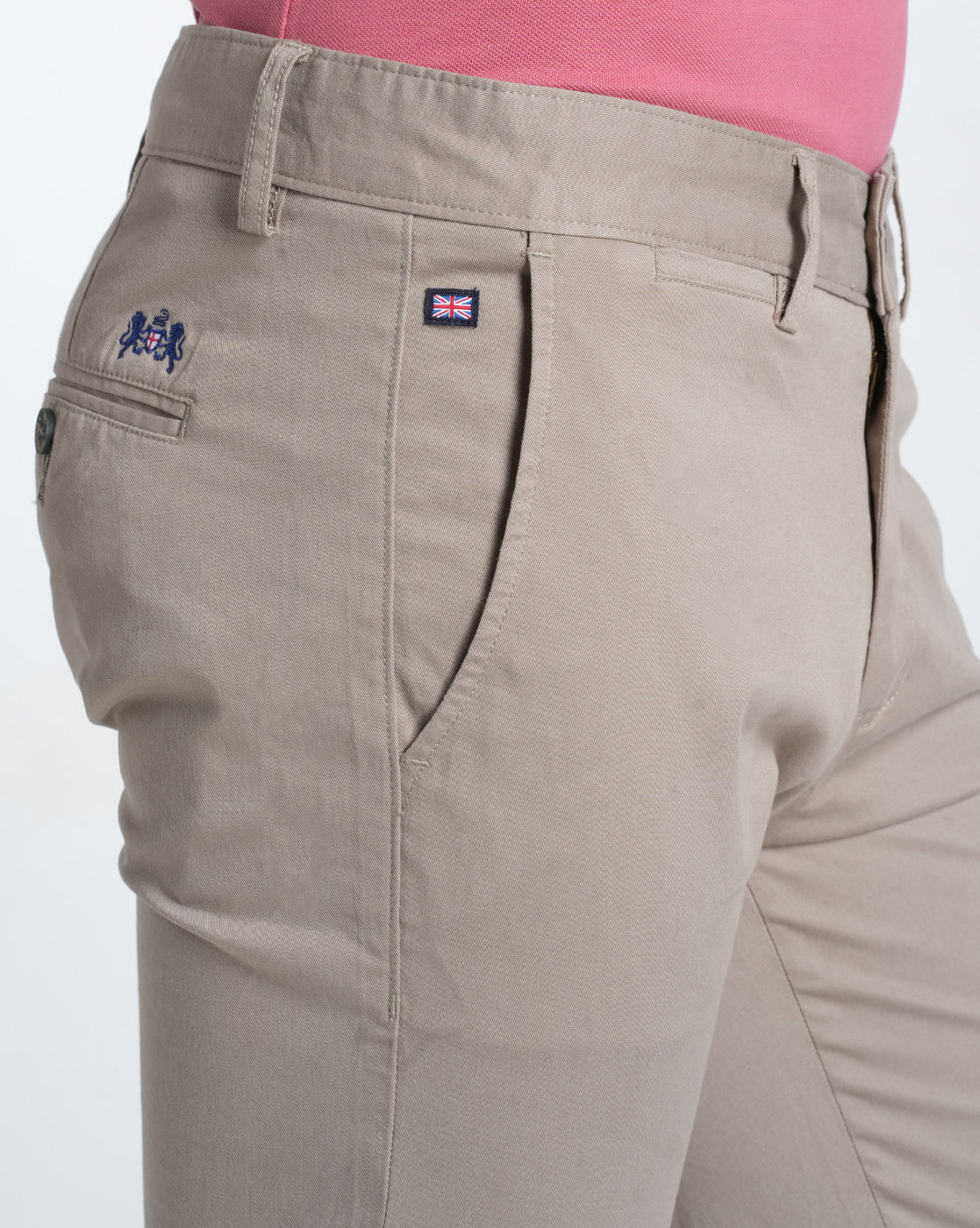 Mens Cross Pocket Khaki Solid Trouser