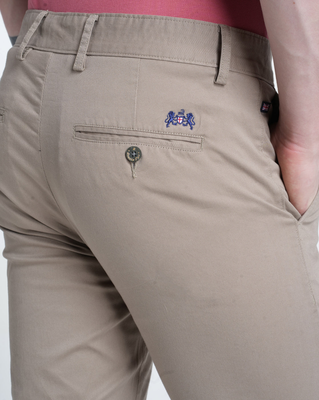 Mens Cross Pocket Khaki Solid Trouser
