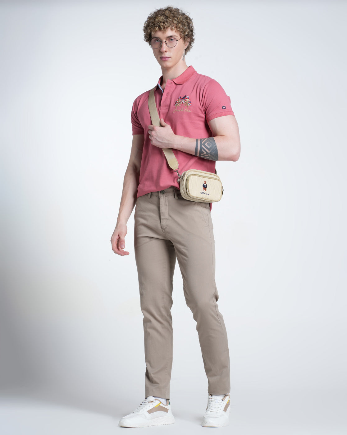 Mens Cross Pocket Khaki Solid Trouser